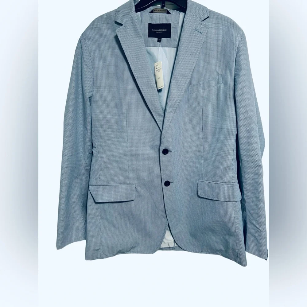 Banana Republic Light Blue Seersucker Sport Coat Blazer